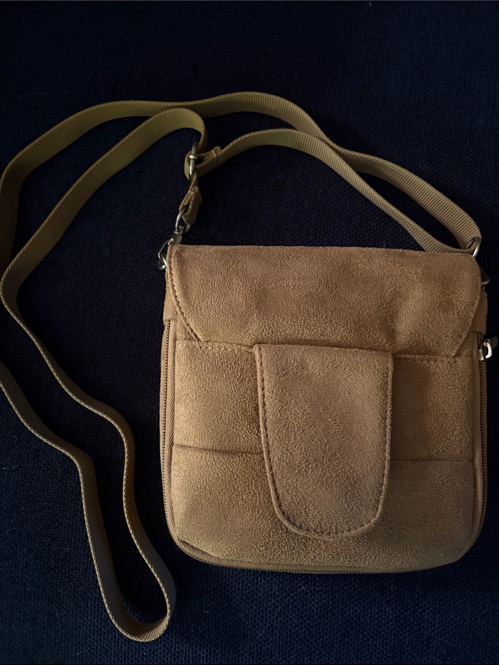 Travelon Tan Faux Suede Crossbody Travel Organizer